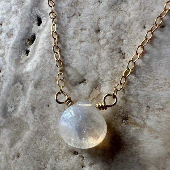 14k Gold Filled Rainbow Moonstone Necklace - Picture 5 of 5